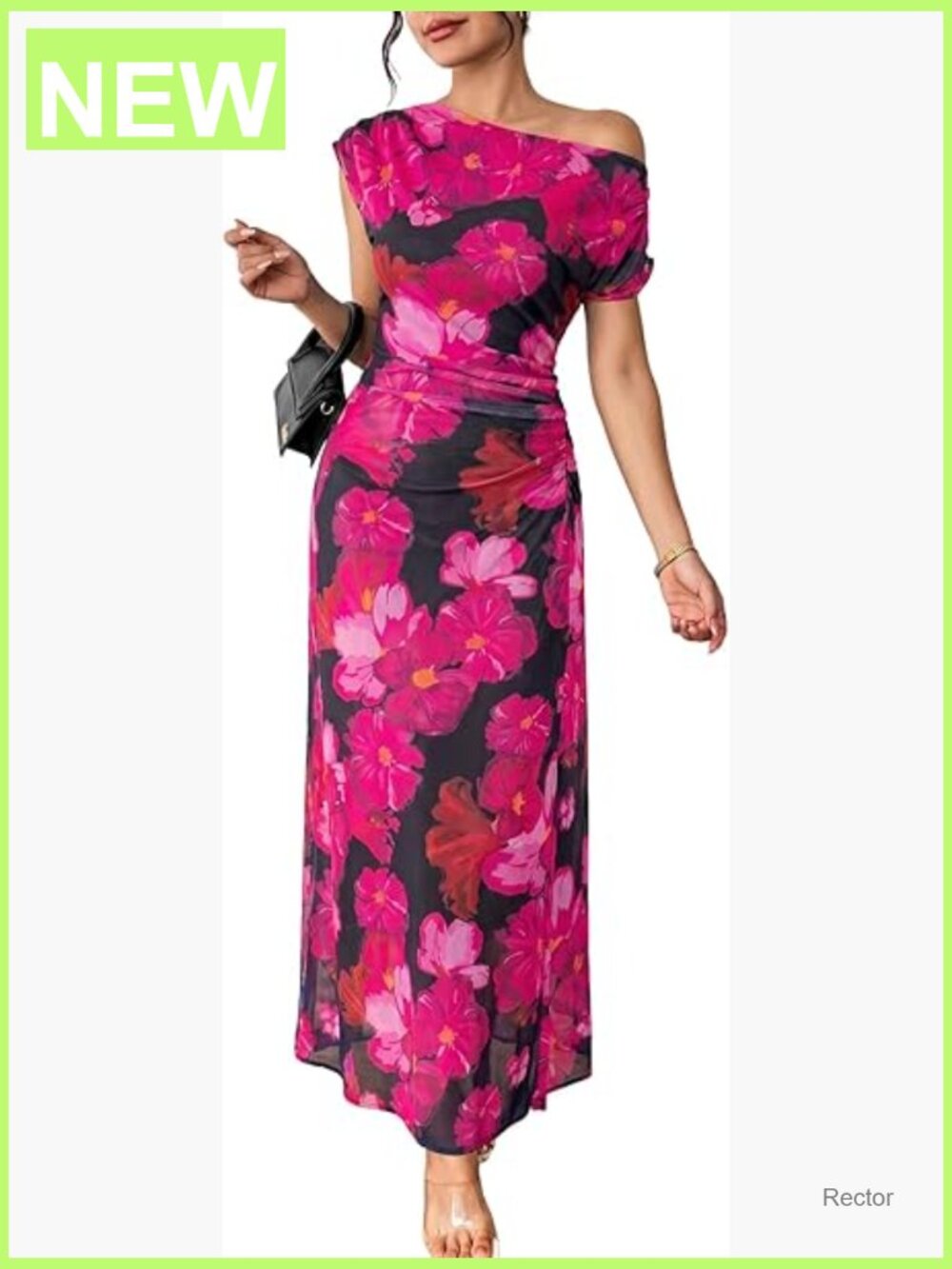Off Shoulder Floral Maxi Dress Ruched Bodycon Wedding Guest